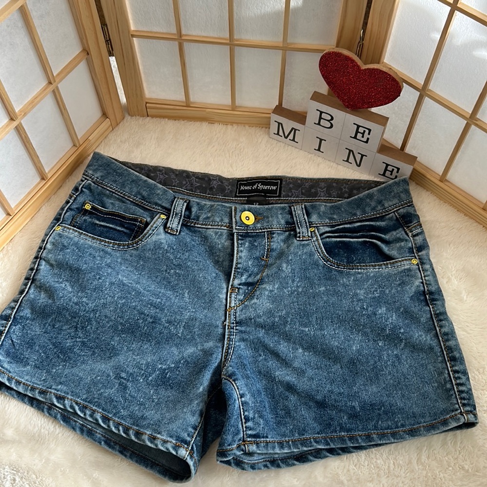 Blue Acid Wash Shorts